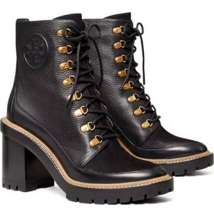 BRAND NEW Tory Burch Miller Mixed-Materials Lug Sole Boot